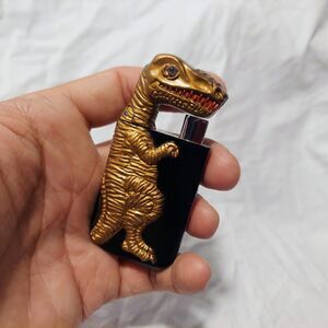 T-Rex Dinosaur Refillable Pocket Lighter - Gold & Black